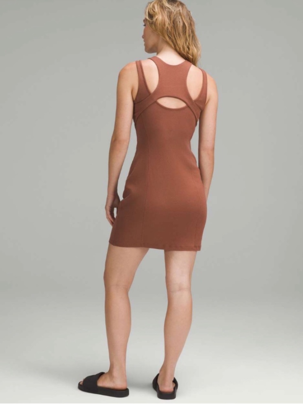 NWT Lululemon Ribbed Cotton Model Cut-Out Dress in Ancient Copper Size 4